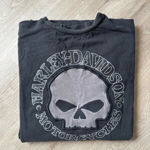 Harley-Davidson Black Sweatshirt with Grey Skull Graphic